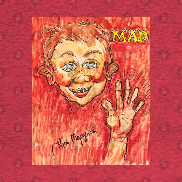 Mad (magazine) waving good bye by TheArtQueenOfMichigan 